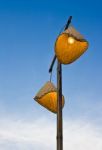 Street Lamp Made Form Earthenware Steamer In Blue Sky Stock Photo