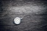 Pocket Watch On Old Wooden Background Stock Photo