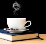 Hot Coffee And Smoke In Morning Time Stock Photo