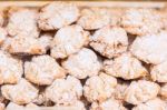 Italian Oatmeal Cookies With Almonds On Shop Window Display Stock Photo