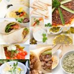 Arab Middle Eastern Food Collage Stock Photo