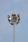 Electric Light Pole In Evening Sky Stock Photo