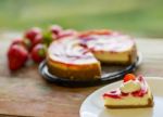 Delicious Piece Of Strawberry Cheesecake Stock Photo