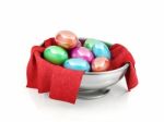 Easter Eggs In Metallic Color Stock Photo