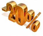 3d Gold 20 Twenty Percent Discount Sign Stock Photo