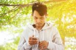 Man Using Smartphones  Stock Photo