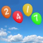 Four Twenty-four Seven Balloons Represent All Week Availability Stock Photo