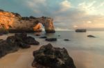 Beautiful Beach Of Albandeira Stock Photo