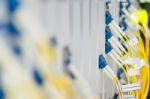 Fiber Optic With Servers In A Technology Data Center Stock Photo