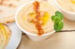 Hummus With Pita Bread Stock Photo