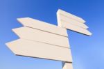 Blank Wood Sign In Blue Sky Stock Photo