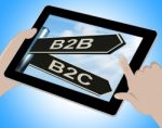 B2b B2c Tablet Means Business Partnership And Relationship With Stock Photo