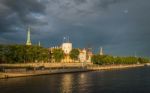 View Of The Riga Castle From The Riverside Stock Photo