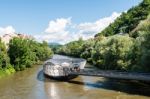 Artificial Mur Island In Graz, Austria Stock Photo