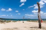 Beach Volleyball Net At Porto Liscia In Sardinia Stock Photo