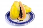 Papaya Fruit Sliced Stock Photo