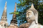 Statue Of Buddha, At Wat Yai Chai Mongkol, Ayutthaya, Thailand Stock Photo