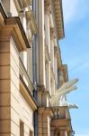 Large White Hand Attached To The Aleksander Zelwerowicz Theatre Stock Photo