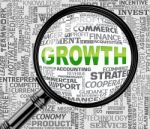 Growth Magnifier Indicates Increase Searches And Searching Stock Photo