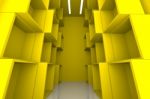 Abstract Box Yellow Room Stock Photo