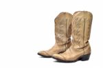 Cowboy's Boots From A Natural Leather Stock Photo