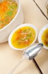 Syrian Barley Broth Soup Aleppo Style Stock Photo