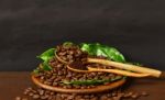 Coffee Beans And Ground Coffee Stock Photo