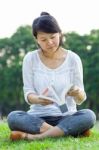 Woman Reading Book Stock Photo