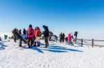 Deogyusan,korea - January 23: Tourists Taking Photos Of The Beautiful Scenery Around Deogyusan,south Korea On January 23, 2015 Stock Photo