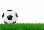 Soccer Football On Green Grass Field Stock Photo