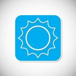 Sun Icon. Blue Square Frame.  Illustration Stock Photo