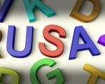 Usa Written In Kids Letters Stock Photo