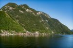 View Of Hallstatt From Hallstatt Lake Stock Photo