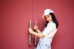 Portrait Of Thai Teen Beautiful Girl Happy And Relax Stock Photo