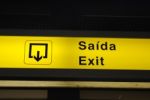 Exit Sign On Airport Stock Photo