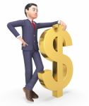 Dollars Businessman Represents Wealthy Bank And Entrepreneurs 3d Stock Photo