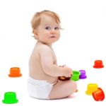 Cute Infant Boy With Apple Stock Photo