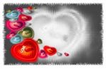 Heart-shaped Set Different Color On Abstract Grey Background Stock Photo