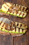 Grilled Vegetables On Bread Stock Photo