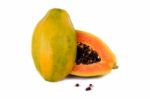 Papaya Fruit On White Stock Photo