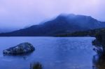 Cradle Mountain In Tasmania On A Cloudy Day Stock Photo