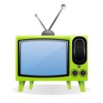 Green Retro TV Stock Photo