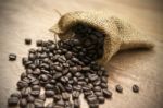 Coffee Beans With Sack Stock Photo