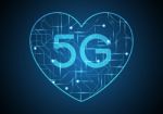 5g Technology Abstract Circuit Heart Background Stock Photo