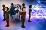 People Around A Globe Representing Social Networking Stock Photo