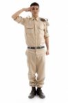 Saluting Young Soldier Stock Photo