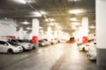 Abstract Blur Parking Car Indoor For Background Stock Photo