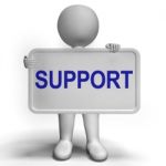 Support On Sign Showing Customer Help And Advice Stock Photo