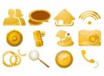 Gold Icon Set Stock Photo