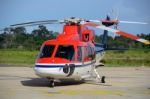 Helicopter Park On The Apron Stock Photo